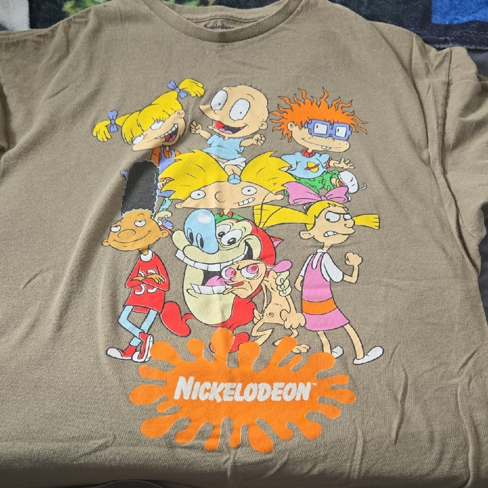 Nickelodeon Brown Tee with Cartoon Characters